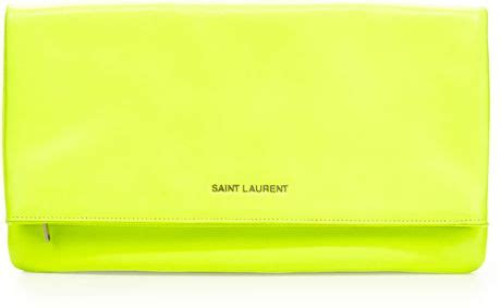 ysl neon yellow clutch|Saint Laurent Letters Large Fold.